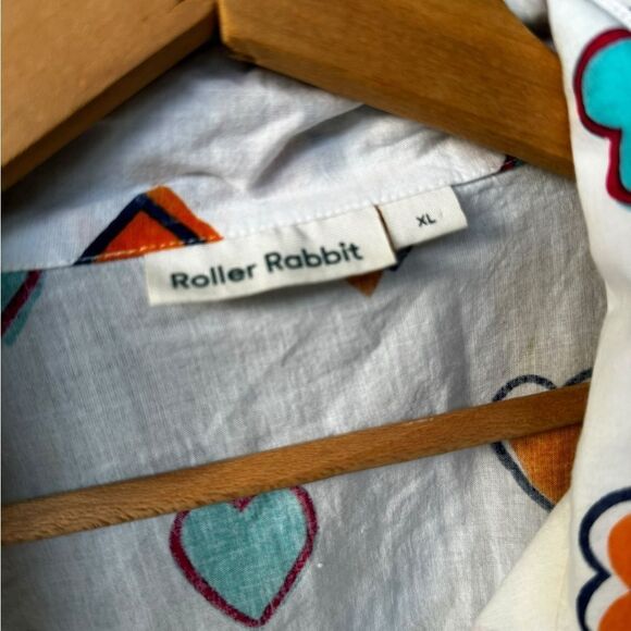 Roller Rabbit Big Hearts Button Down Cotton Pajama Set XL - Picture 4 of 6